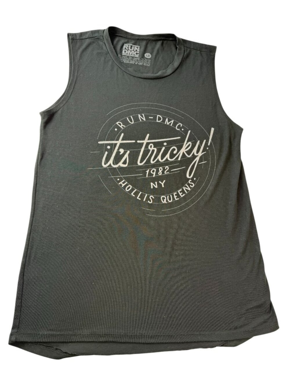 RUN DMC Tank Top Black Size Large. "It's Tricky"